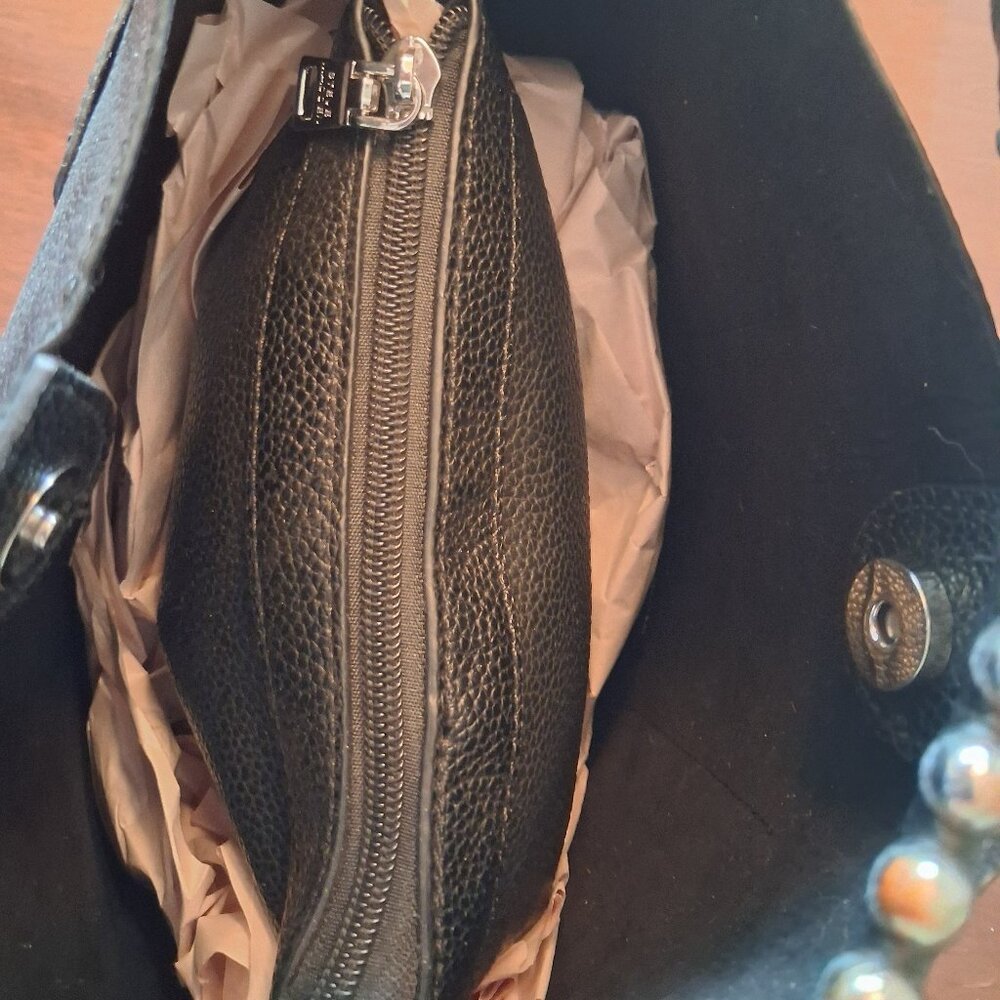 Black Leather Steve Madden Purse with Silver Trim - Picture 3 of 9